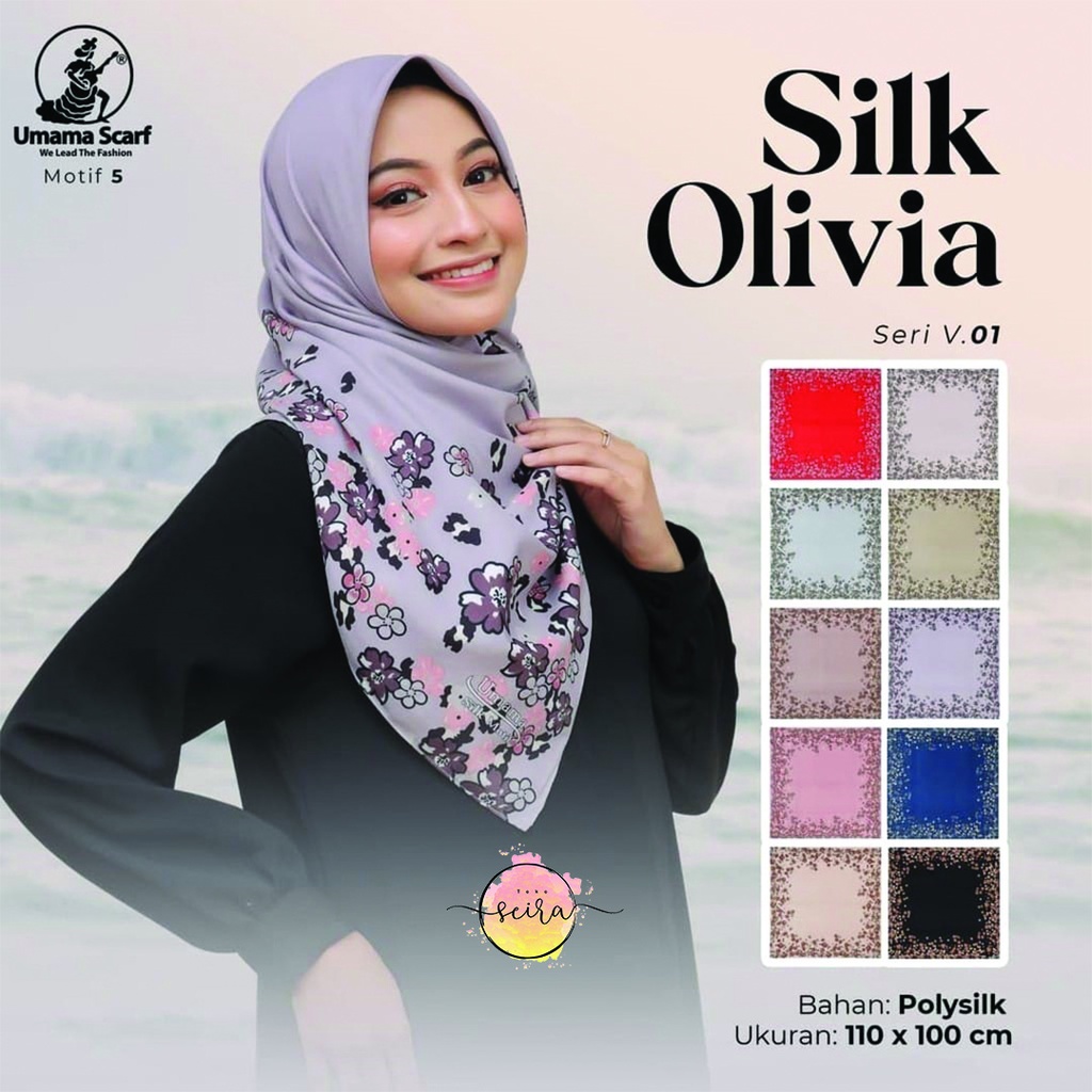 [BISA COD] Umama Kerudung / Hijab Silk Olivia Motif (Bisa Pilih Motif)-A5