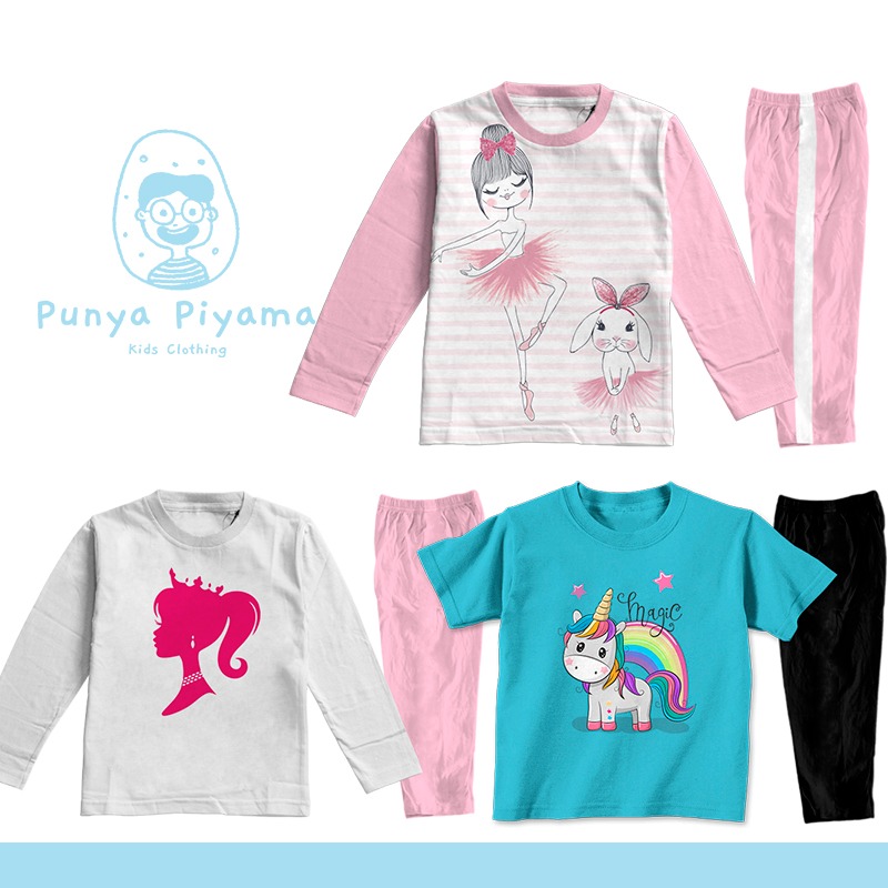 Piyama Anak Baju Tidur Anak Perempuan Unicorn Princess Dance Usia 2-8 Tahun Bahan Katun Premium ...