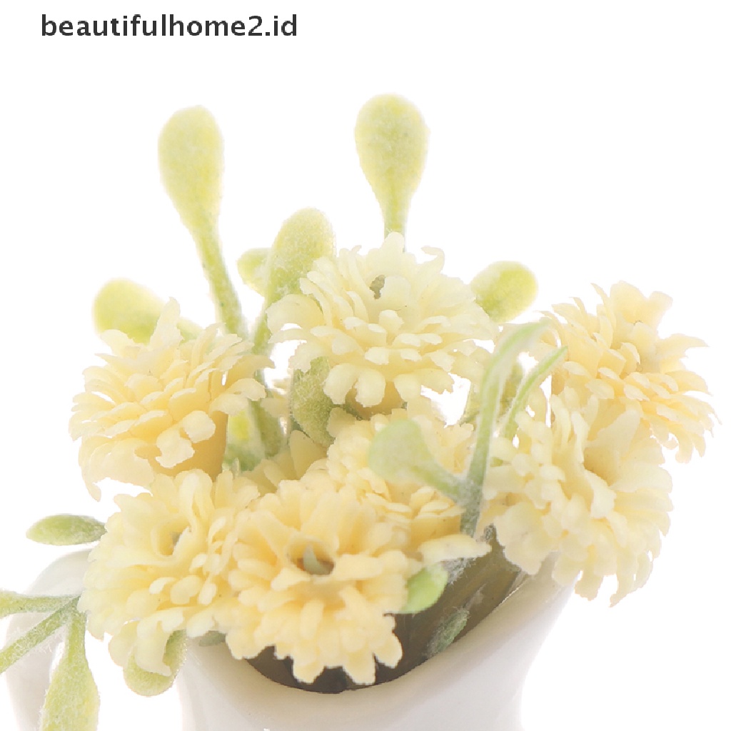 (Beautifulhome2.Id) Miniatur Pot Bunga Skala 1: 12 Untuk Dekorasi Rumah Boneka