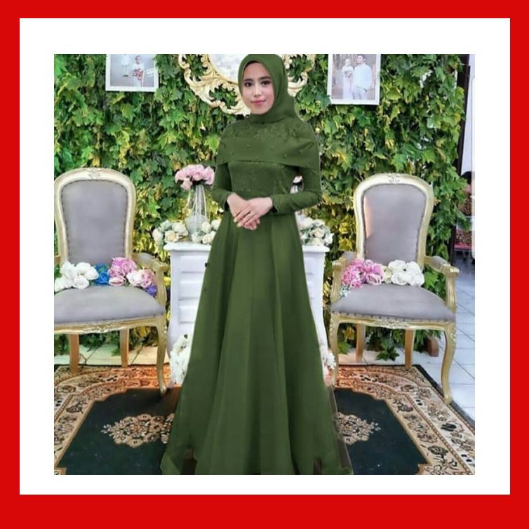 Maxi Maxi Dress Bella Tile Ijo.Botol Terbaru