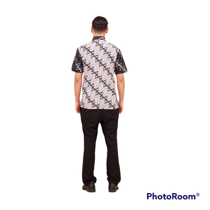 [TERBARU] Batik Pria Lengan Pendek premium BATIK BERKAH HRB026 motif KERATONAN Kode 002 size M L XL