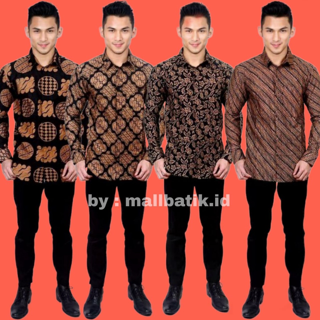 Batik Pria Lengan Panjang BATIK NAKULA HRB026 motif KERATONAN Kode 002 size M L XL XXL Reguler mallb