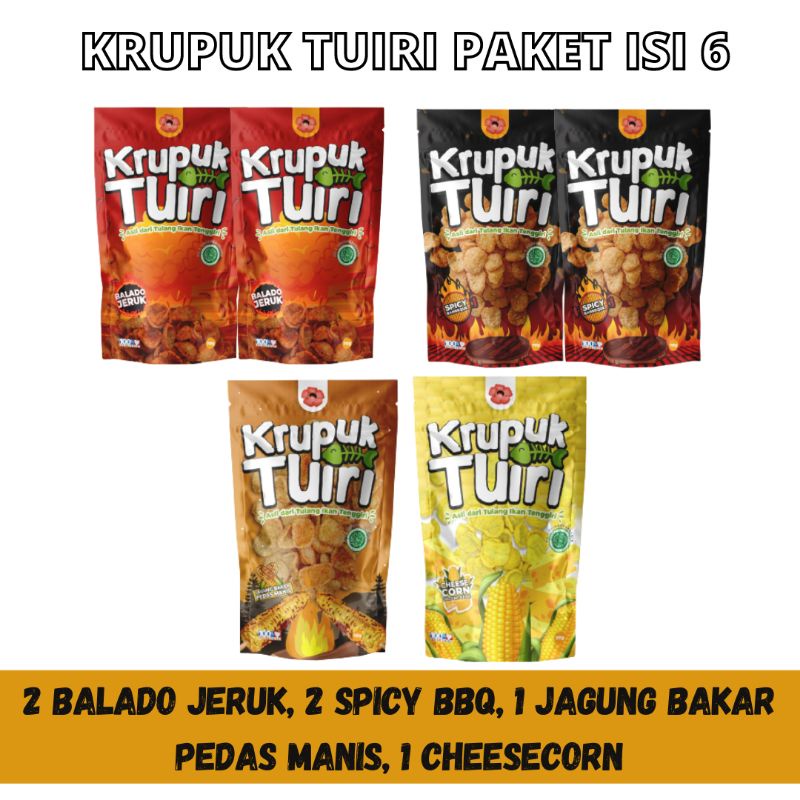 [Paket isi 6pcs] Krupuk Kerupuk Tuiri / 70 gr / Krupuk Kalsium Tulang Ikan Tenggiri