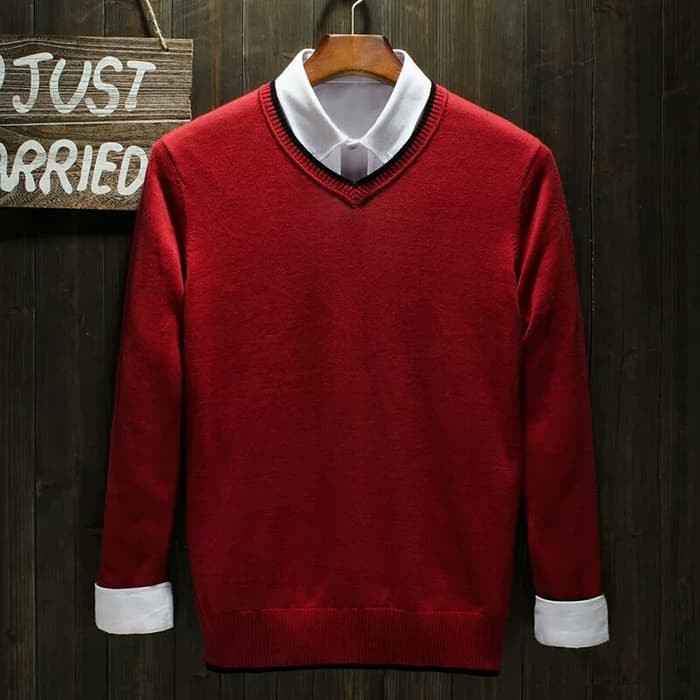 SB01  sweater polos pria ROMEO MAROON  atasan pria murah kekinian baju terbaru