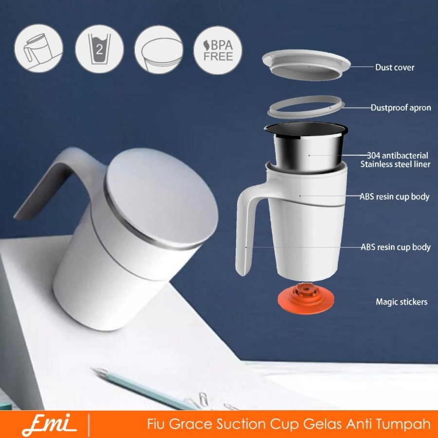 Fiu Grace Suction Cup Gelas Cangkir Anti Tumpah 470ml