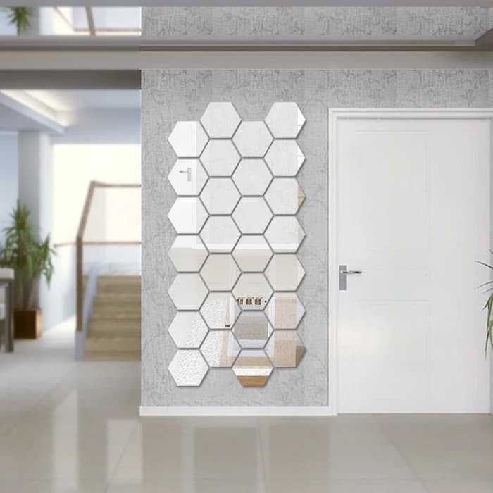 Hiasan Dinding Acrylic HEXAGONAL Impor Mirror Wall Stiker