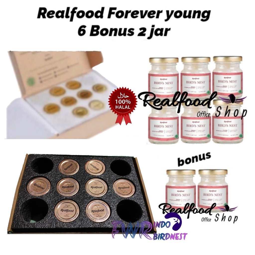 

REALFOOD FOREVER YOUNG 6 BONUS 2 JAR Minuman sarang walet