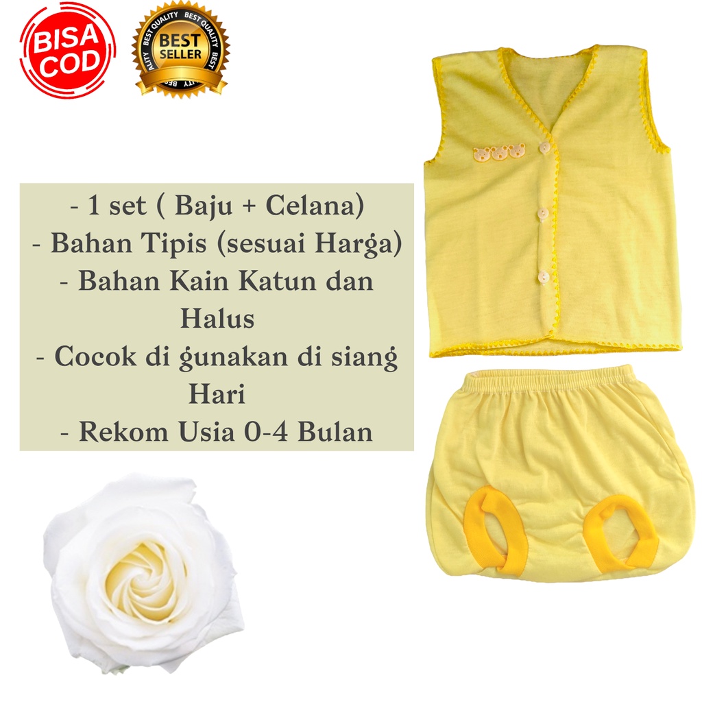 Setelan Baju Bayi Yukensi Newborn (0-4 Bukan) Satu Set Baju Bayi dan Celana Bayi Kaos Polos Baju Yukensi Kutung Celan Pop Celana Kodok Oneset Baju dan Celana Baru Lahir