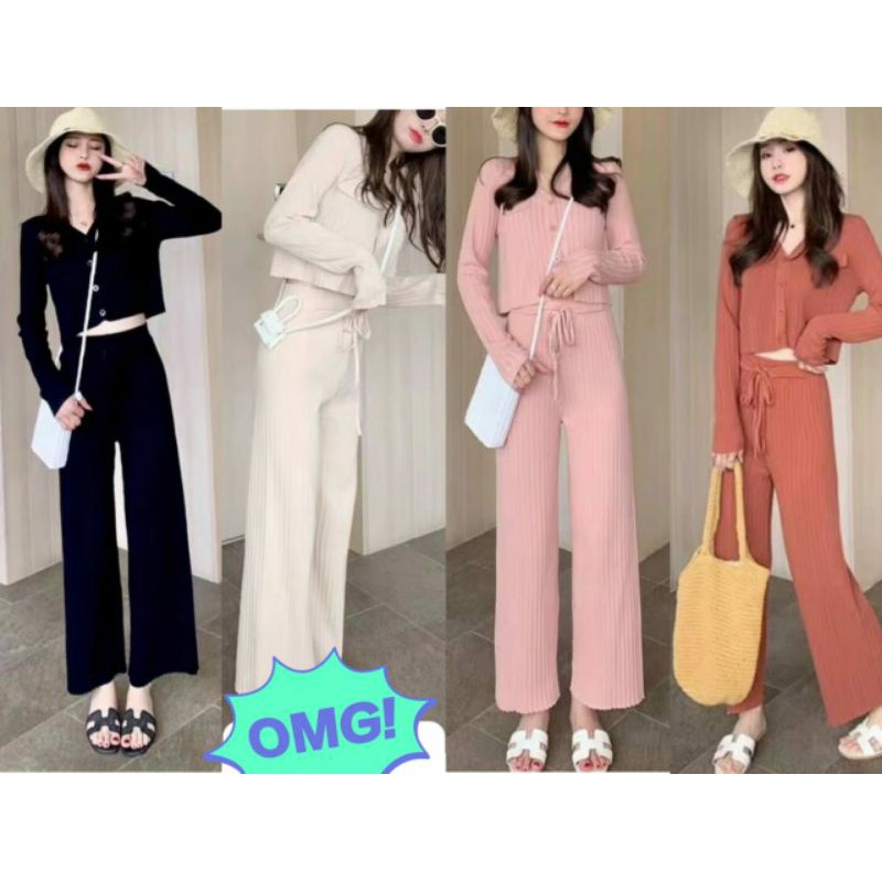 Set rajut kulot garis import bkk bangkok hk chn china