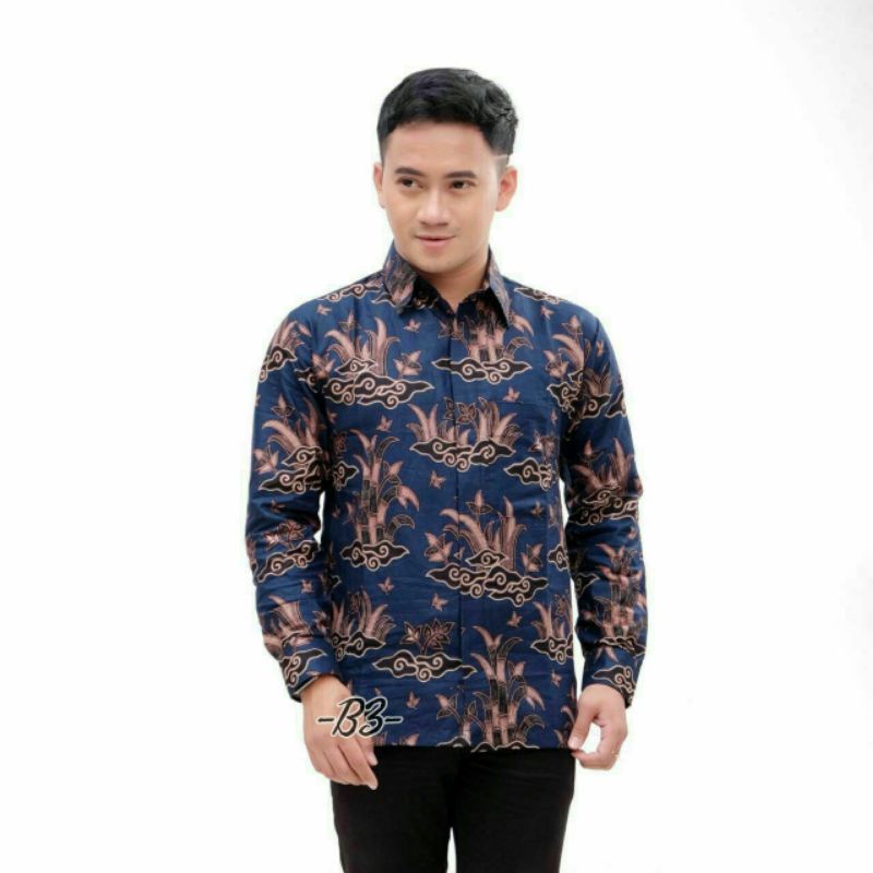 TERBARU Couple sweet || couple batik ayah dan anak cowok BATIK Motif Bambu Navy