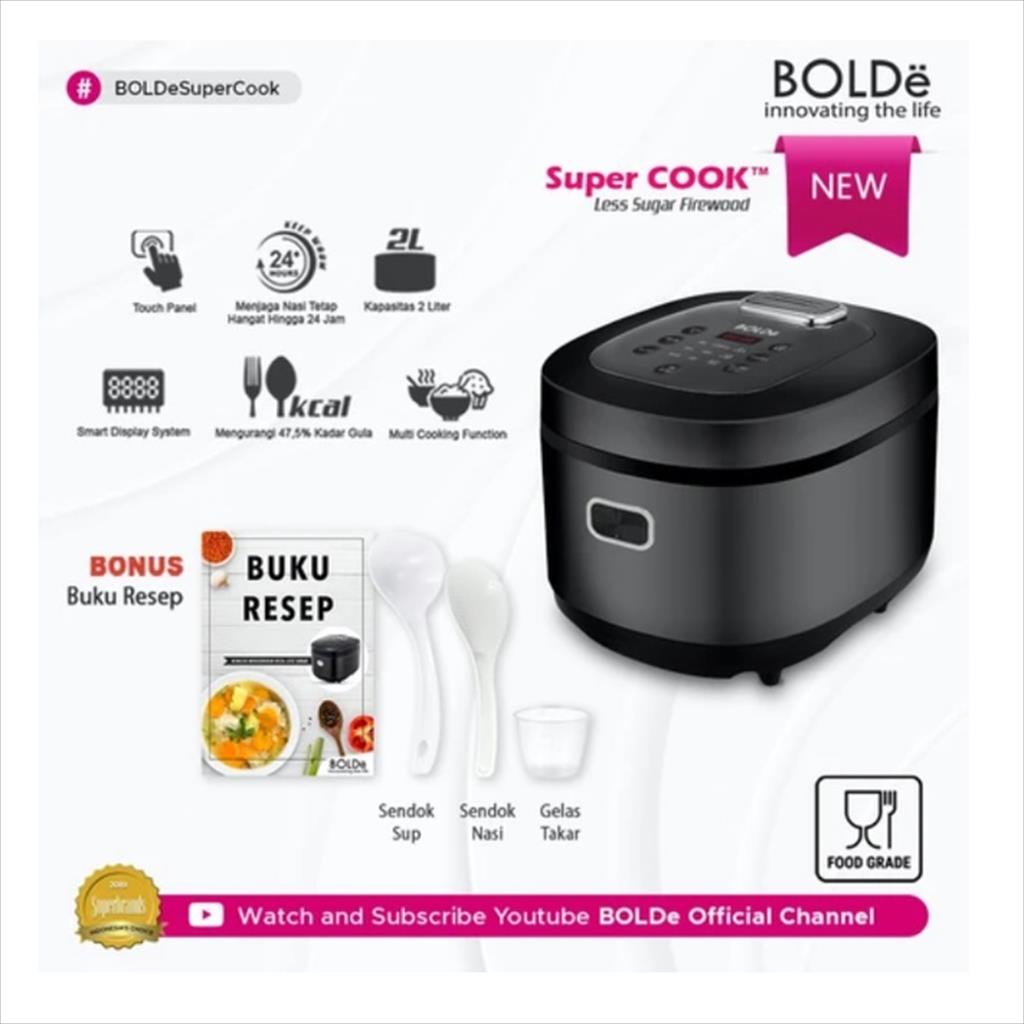 BOLDe Rice Cooker Magic Com Digital Super Cook Less Sugar FIREWOOD Kapasitas 2 Liter