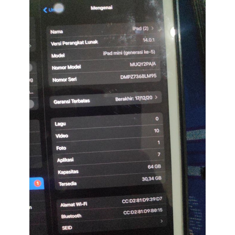 ipad mini 5 wifi only second fullset