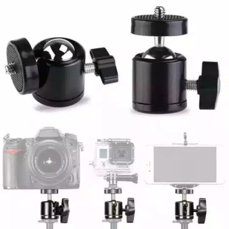 Ball Head Tripod Kamera DSLR Ballhead Mini Monopod Berputar 360 swivel 1/4