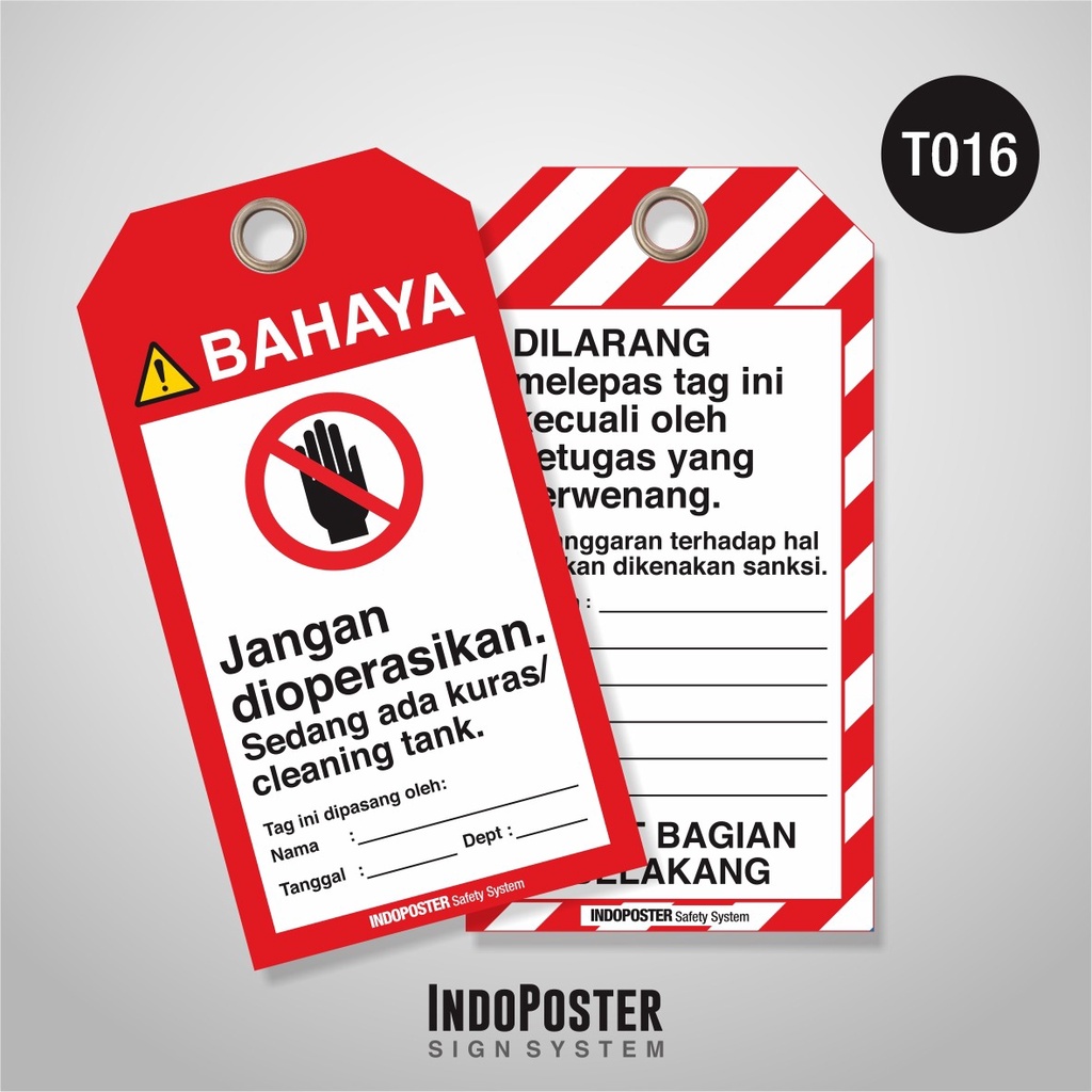

Tag Out LOTO Lock Out Tag Out PVC Safety K3 OSHA ANSI ISO Bahaya Jangan Dioperasikan Sedang Ada Kuras Tank