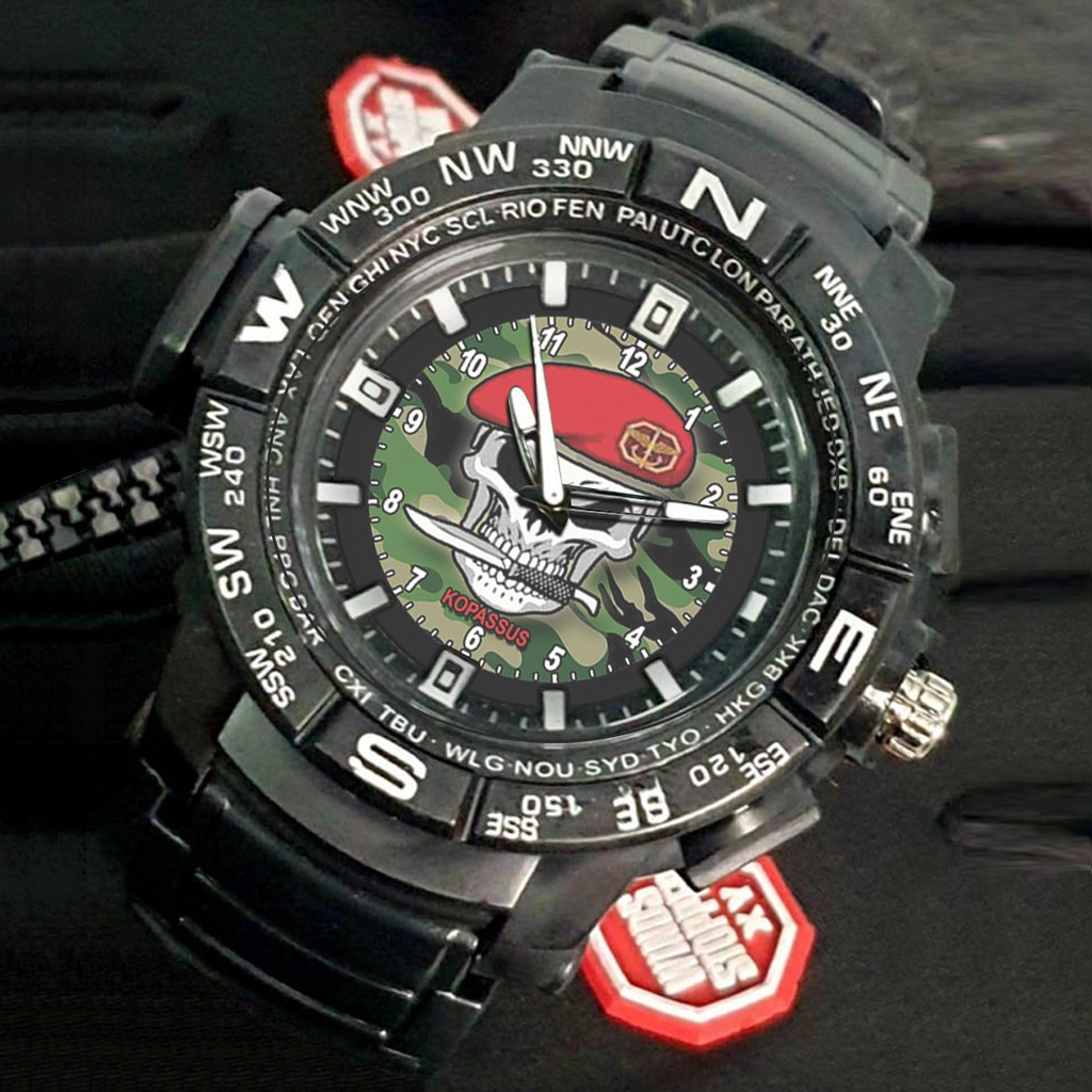 (EXCLUSIVE) Jam Tangan KOPASSUS LORENG HIJAU Sport Bagus