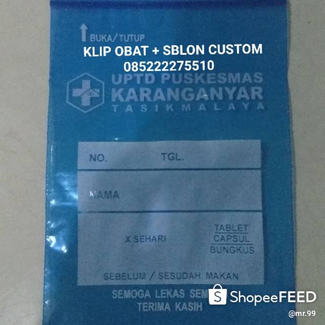 Jual Plastik Klip Obat Kto Custom Puskesmasapotekbarang Shopee