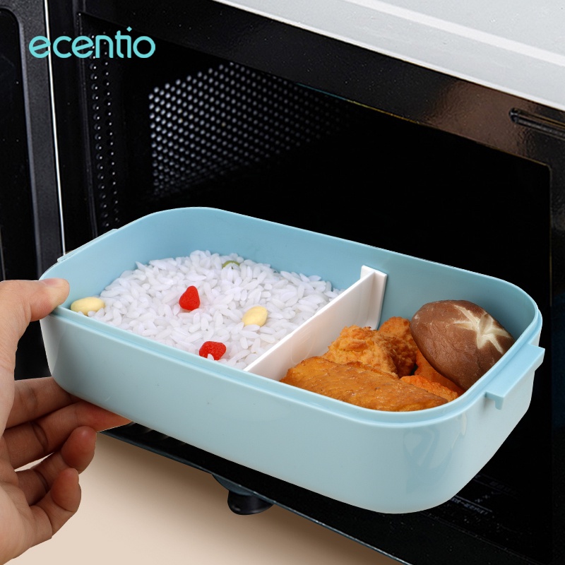 ecentio 800ml lunch box set kotak makan tempat bekal makan dengan botol lunch bag tas bekal sendok makan tempat makan bekal anti tumpah dan tahan panas BPA Free