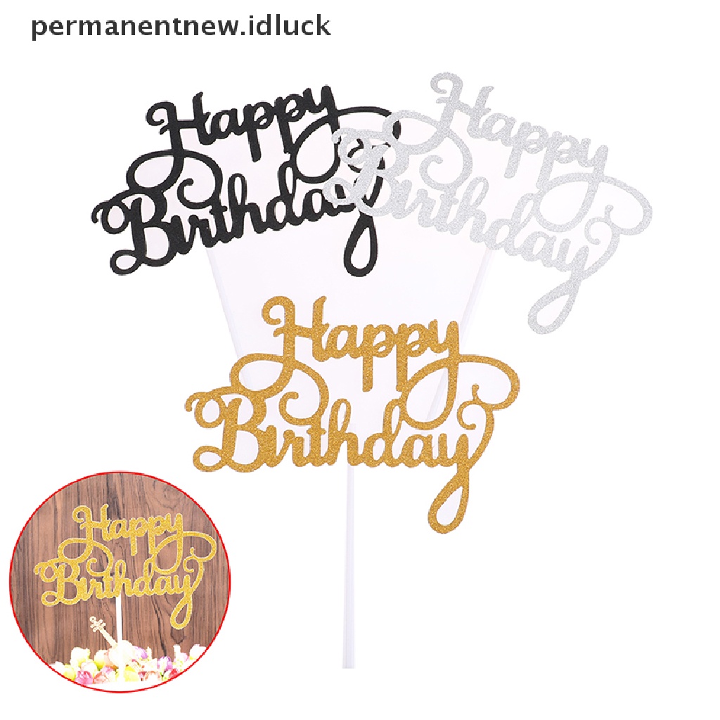 10 Pcs Topper Kue Ulang Tahun Bahan Kertas Glitter Untuk Dekorasi Dessert