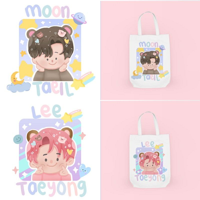 TOTEBAG KANVAS RAJUT CUTE KARAKTER BERGAMBAR NCT 127 | SM ENTERTAIMENT | DOYOUNG | JOHNNY | JUNGWOO | YUTA | JAEHYUN | TAEIL | TAEYONG