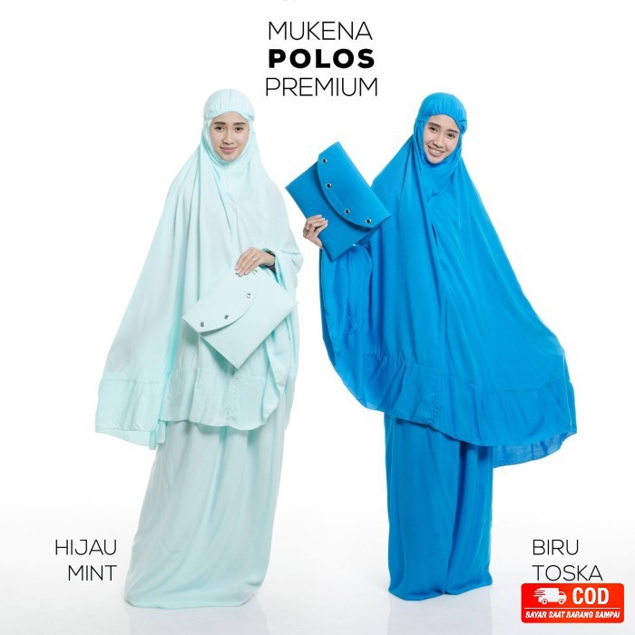 Sale Mukena Dewasa Sisesa Viscose Motif Termurah Naura UE118  Bali Polos Premium - Biru Tosca