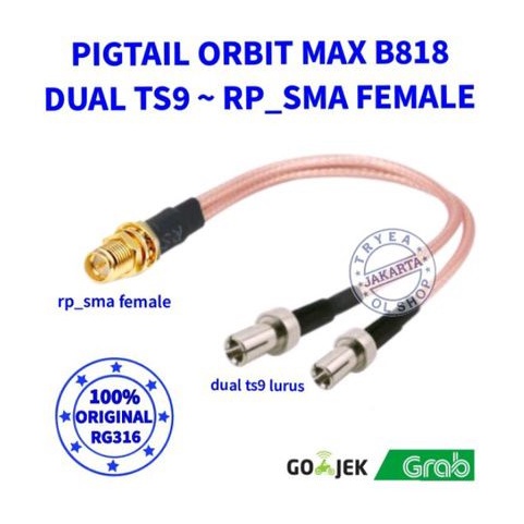 PIGTAIL ORBIT MAX B818 DUAL TS9 RP_SMA FEMALE RG316