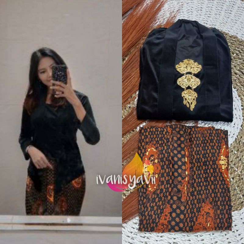 [1set] Kebaya + Rok Plisket, Motif Truntum Garuda