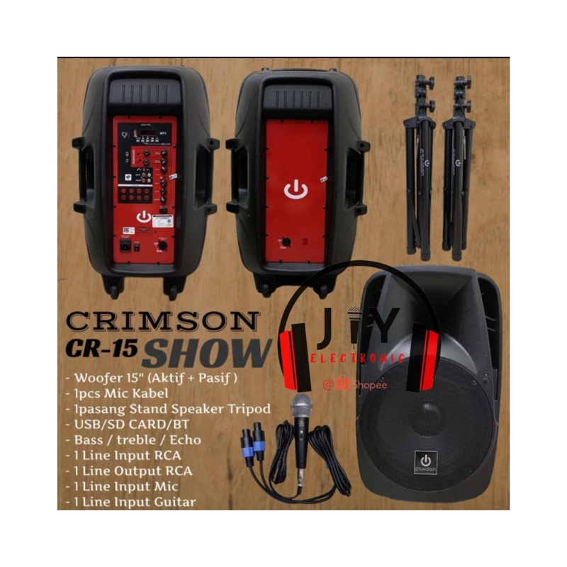 Paket Speaker Aktif Pasif Crimson 15 inch Show