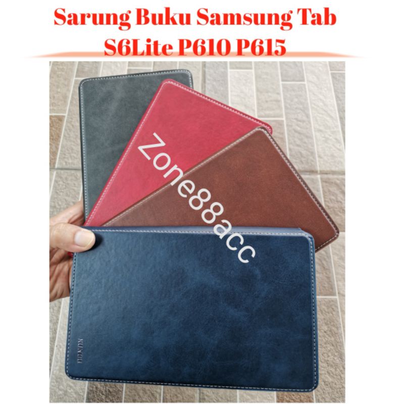 Sarung Buku Samsung Galaxy Tab S6lite S6 Lite P610 P615 P610n Leather Case Flip Cover Casing Folio Book Softcase Silicon Silikon Smart pelindung tempat Pen slot kartu