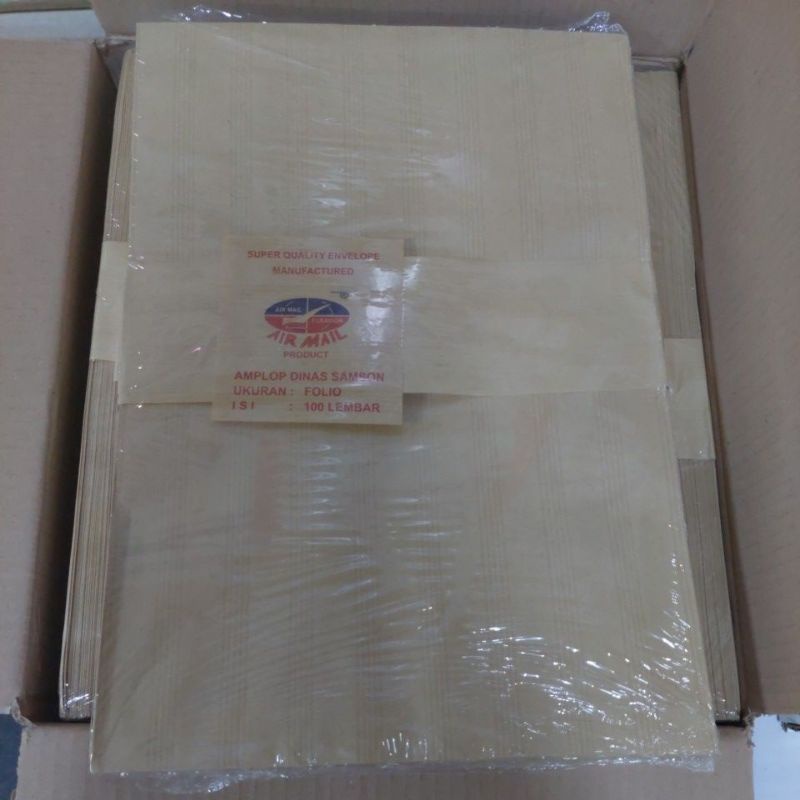 

Amplop Coklat Folio Garis Merk Airmail Super Quality