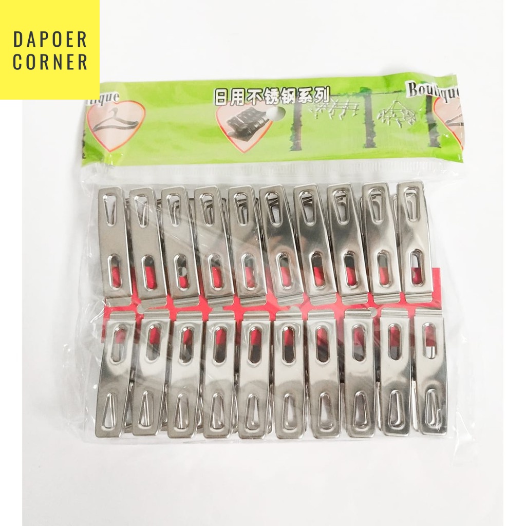 JEPITAN BAJU PAKAIAN  / KLIP JEMURAN 20 PCS STAINLESS / PENJEPIT BAJU LAUNDRY