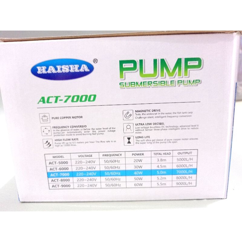 Pompa KOLAM KOI LOW WATT SUBMERSIBLE PUMP HAISHA ACT 7000