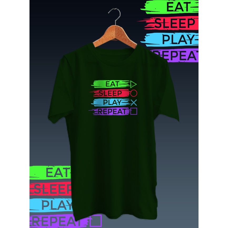 KAOS DISTRO PRIA&quot;EAT SLEEP PLAY&quot;/kaos distro cotton combed 30s/kaos lengan pendek