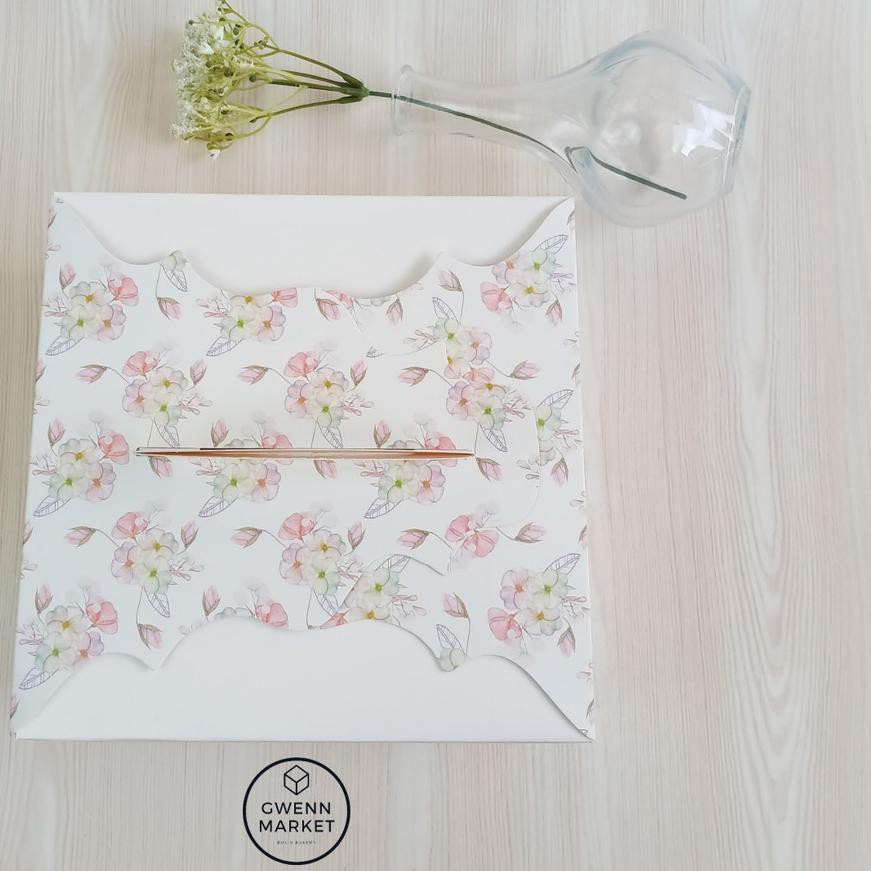

Dus kue per 5pcs kotak kue box cake white flower with handle 22cm TERBARU!!!