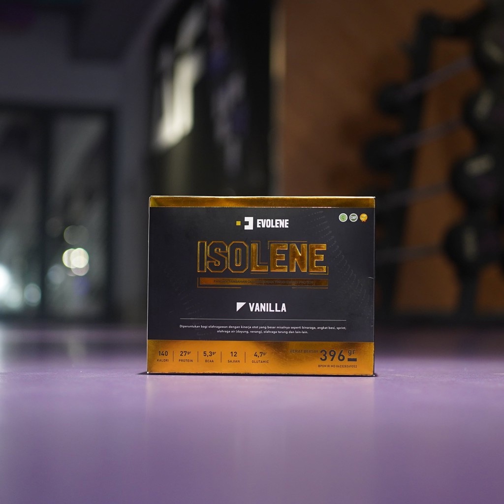 Evolene Isolene Vanilla 1 SACHET - Suplemen fitness pembentuk Otot - Defisit kalori - Susu Protein - Suplemen Fitness - Minuman Protein - Suplemen Workout - Whey protein isolate BPOM HALAL WHEY PRO