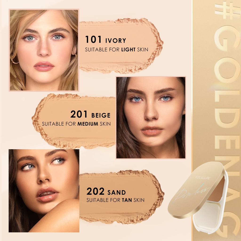 Focallure Golden Age Powder Lasting Poreless Compact Powder Focallure Bedak Padat Focallure Golden Age Pressed Powder Focallure Bedak Focallure Focallur Focalure Fucallure Focalure Foccalure