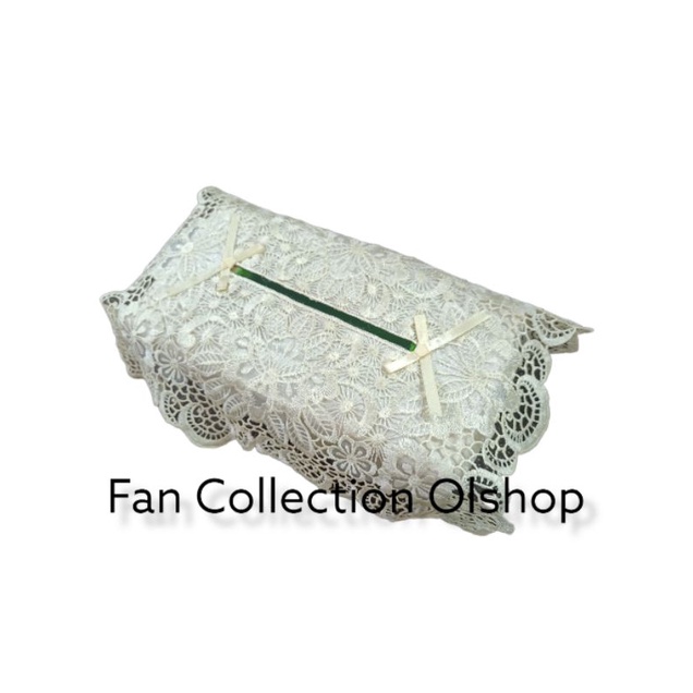 Tempat Tisu Bordir Sarung Tisu Bordir Cover Tisu Bordir Polos Broken White