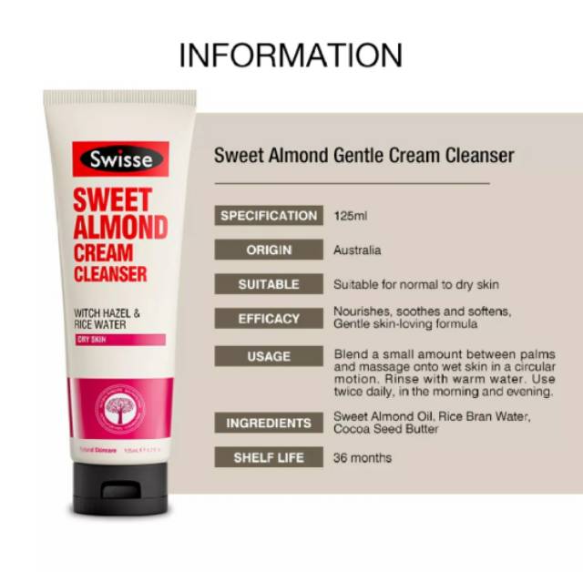 swisse sweet almond cream cleanser