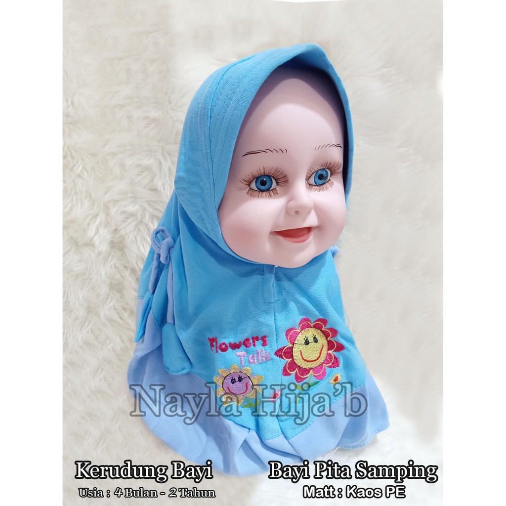 Kerudung Bayi Pita Samping RANDOM Jilbab Bayi Lucu Bordir  Untuk 0 Bulan - 2 Tahun Nayla Hijab