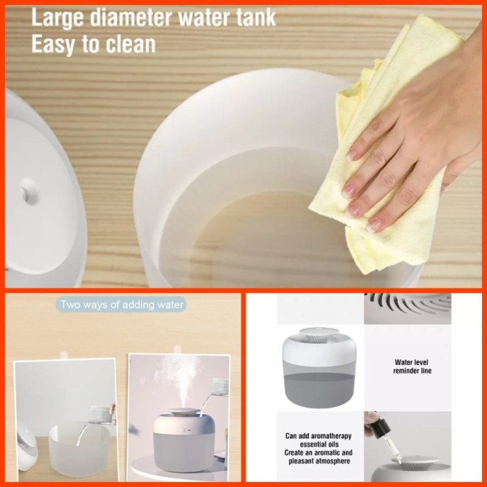 Humidifier Oil Diffuser Aromaterapi 2.4L Pelembab Udara USB A9 led Grosir