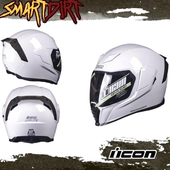 HELM MOTOR ICON AIRFLITE WHITE HELM FULL FACE ICON AIRFLITE ORIGINAL