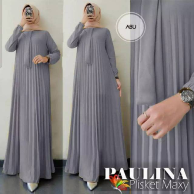 PROMO-Gamis Plisket Lengan Panjang Dewasa