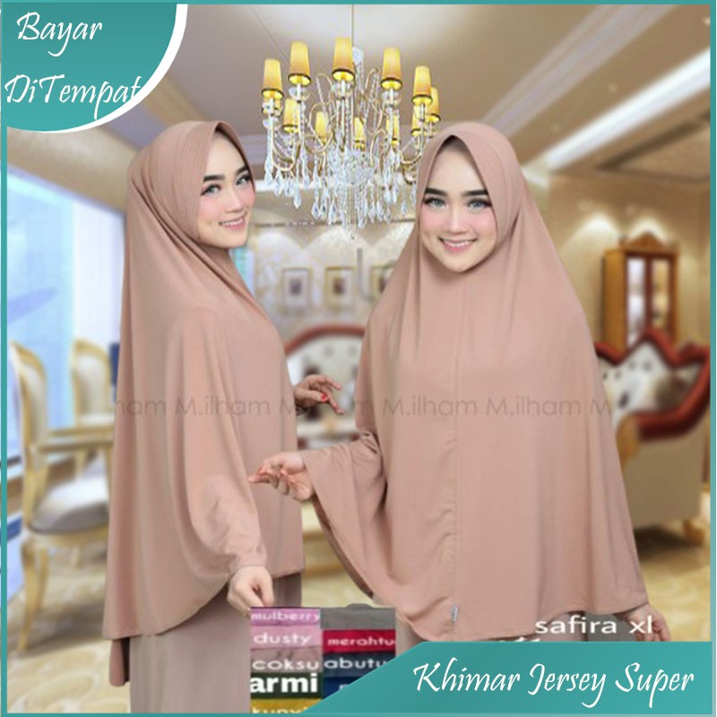 Khimar Jersey Super Lembut Pet Safira XL Jilbab Jumbo Original M Ilham