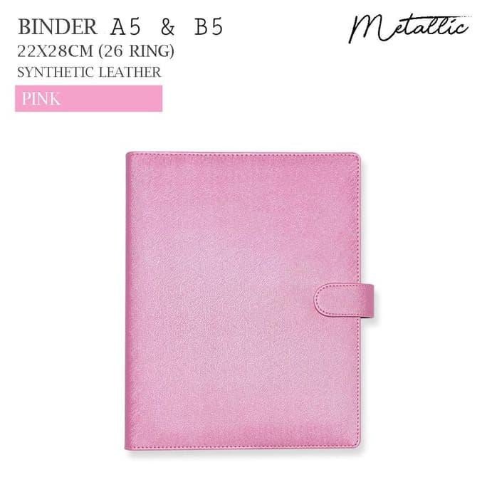 

BISA COD Binder A5 Custom Nama (WARNA TERBARU) - Pink Metallic KOMPLIT Kode 1016
