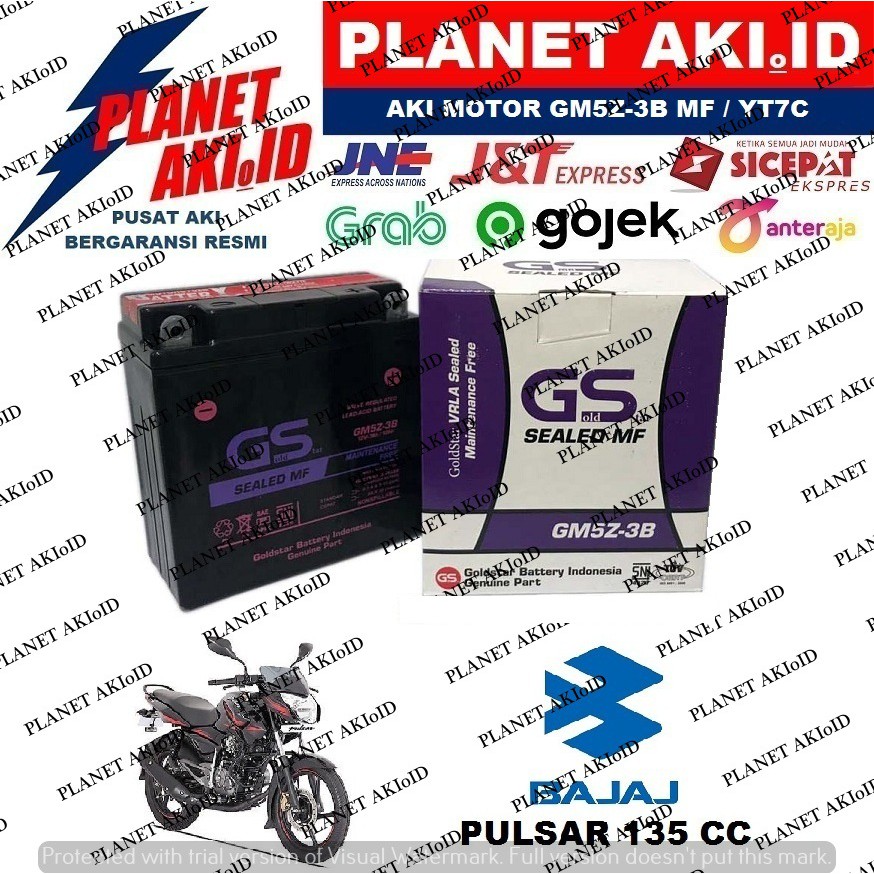 Aki Motor Bajaj Pulsar 135cc GM5Z3B Accu Kering MF