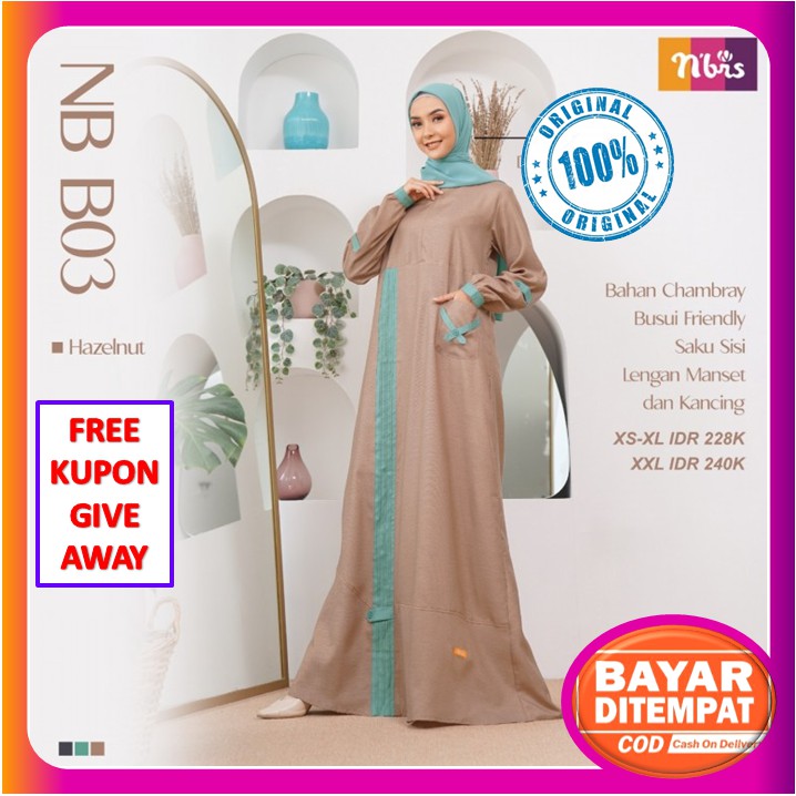 Nibras Gamis Terbaru 2021 Baju Gamis Nibras Wanita Branded Original Ori Bahan Adem Diskon NB B03