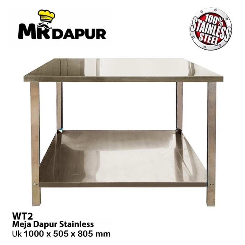 Meja Stainless Steel MrDapur WT 2 Rak Meja Dapur