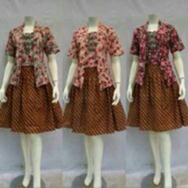 Kebaya Pendek Set Bridesmaids Floral Sogan Kutubaru Batik Bunga Seragam