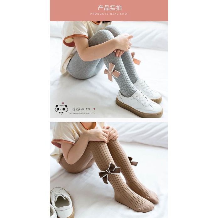 Promo !! Stocking anak perempuan / stocking pompom pita kiyowo import ukuran 1-5tahun