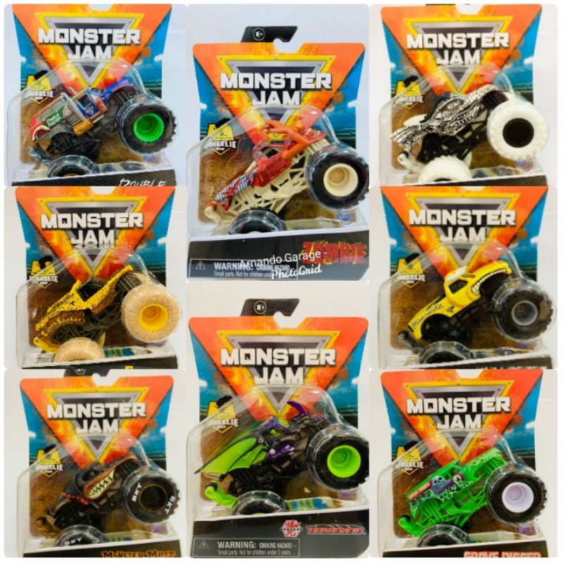 BEST SELLER | MJ 64 2021 2022 Diecast Monster Jam Spin Master Batman Grave Digger X-Ray Dragonoid sparkle smash salvager Max D soldier fortune earth shaker zombie dragon Wheelie Bar El Toro Loco Chrome Superman Pirates Curse Megalodon Sonuva Mix 23