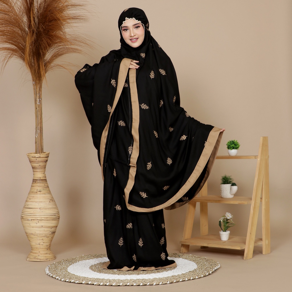 Mukena Mukenah Dewasa JUMBO Full Bordir Manual Bahan Rayon Premium Super Adem Tas WATERPROOF RAISSA